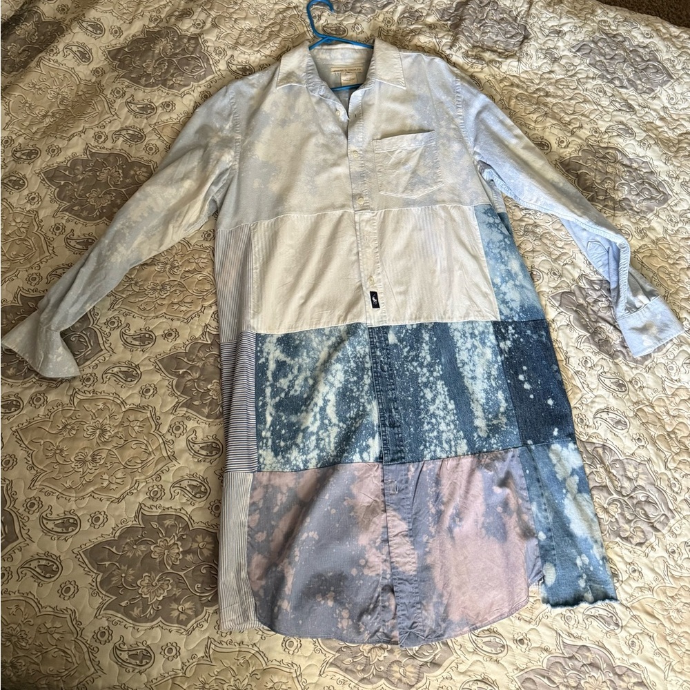 Free People X Tricia Fix Long Patchwork shirt sz small NWOT